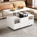 Mobliva Table Basse Réglable En Hauteur Avec Fonction Pliante Et 4 Tiroirs, 100 X 50 X 47,5 Cm, Une Grande Et Une Petite Table À Levage Hydraulique, Table De Salon Mobile Avec Roulettes Universelles