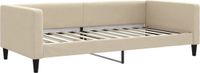 vidaXL Slaapbank 100x200 cm stof crèmekleurig