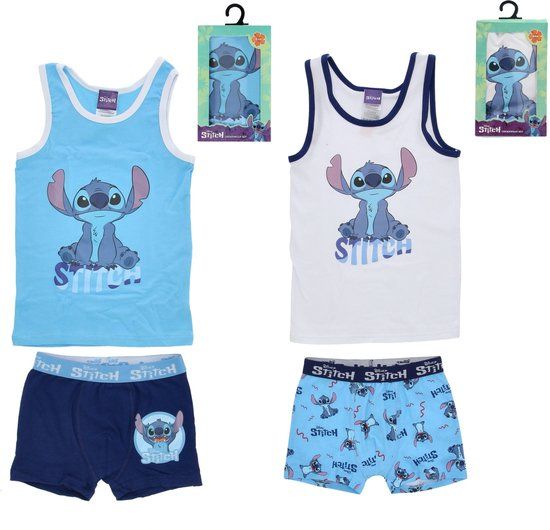 4KidsOnly Lilo & Stitch Ondergoed set - Maat 110/116 - Blauw - Slip - Hemd
