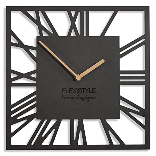 FLEXISTYLE Wandklok Piccolo Square 30cm - Zwart - Zonder Tikgeluid
