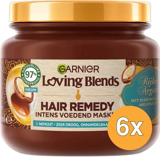 Loving Garnier Loving Blends Rijke Argan haarmasker - 340 ml - 6 stuks - Voordeelverpakking
