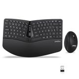 Perixx Periduo-606 Compact ergonomisch toetsenbord en draadloze verticale muis, verstelbare polssteun en low-profile toetsen, instelbare dpi, QWERTY Spaans