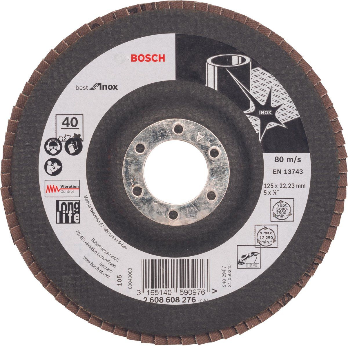 Bosch Lamellenschuurschijf Best for Inox 125 mm, 22,23, 40 - 3165140590976