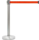 GJ Floors Afzetpaal met trekband | Geborsteld Chroom - Sinaasappel Oranje - Hoogte: 92 cm - Lengte: 200 cm