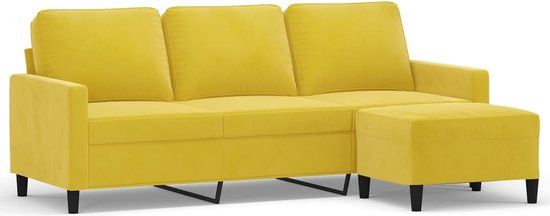 vidaXL Driezitsbank met voetenbank 180 cm fluweel geel