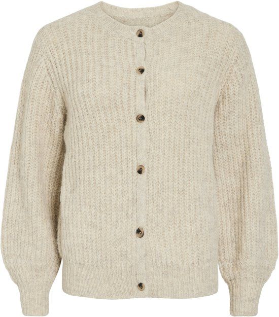 Vila Vilampe O-neck L/s Knit Cardigan - Super Light Natural Melange - Women's Size M