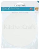 KitchenCraft Vetbestendig bakpapier met antiaanbaklaag, dubbelzijdig, ronde blikken voeringen, 20 cm (8 inch) - cirkels (pak van 100)
