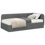 vidaXL Hoek Bed Frame Donkergrijs 90 x 190 cm Stof
