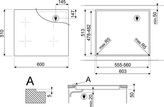 Smeg Linea SIM1644DG - 60 cm Inductiekookplaat - Grijs