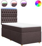 vidaXL Boxspring met matras stof donkerbruin 90x190 cm
