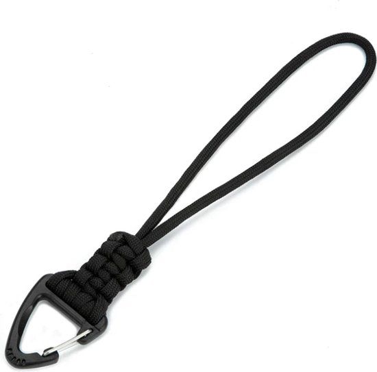 LGT JWLS Lookinggoodtoday Sleutelhanger Koord Paracord Zwart met Driehoekige Haak