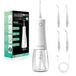 BarberBoss Geavanceerde waterflosser, 5 drukmodi en 340 ml grote tank, IPX8 waterdichte mondirrigator, 4 straaltips en reisslot, waterflosser voor tanden en tandvlees, draagbare flosser QR-7104 (wit)