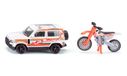 Siku Land Rover Defender met KTM-motorfiets