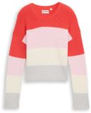 Tom Tailor - Pull en maille à manches courtes et blocs de couleurs - Taille 164 - red bold block stripe