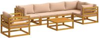 vidaXL - Bankstel - Beige - 2 zitplekken - Massief Acacia Hout