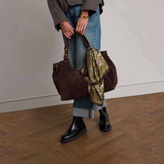 Manfield - Dames - Zwarte leren chelsea boots - Maat 36