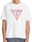 GUESS T-shirt met korte mouwen en ronde hals voor heren, wit, maat L