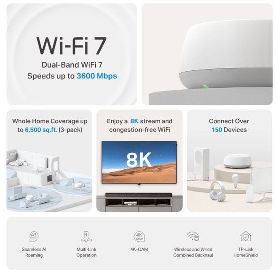 TP-Link DECO BE22(1-PACK) Mesh Wi-Fi 7 Systeem
