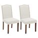 Sweetcripy Eetkamerstoelen, set van 2, hoogwaardige gestoffeerde eetkamerstoel van leer met nagelkop en houten poten, eetkamerstoel voor slaapkamer, woonkamer, eetkamer, beige