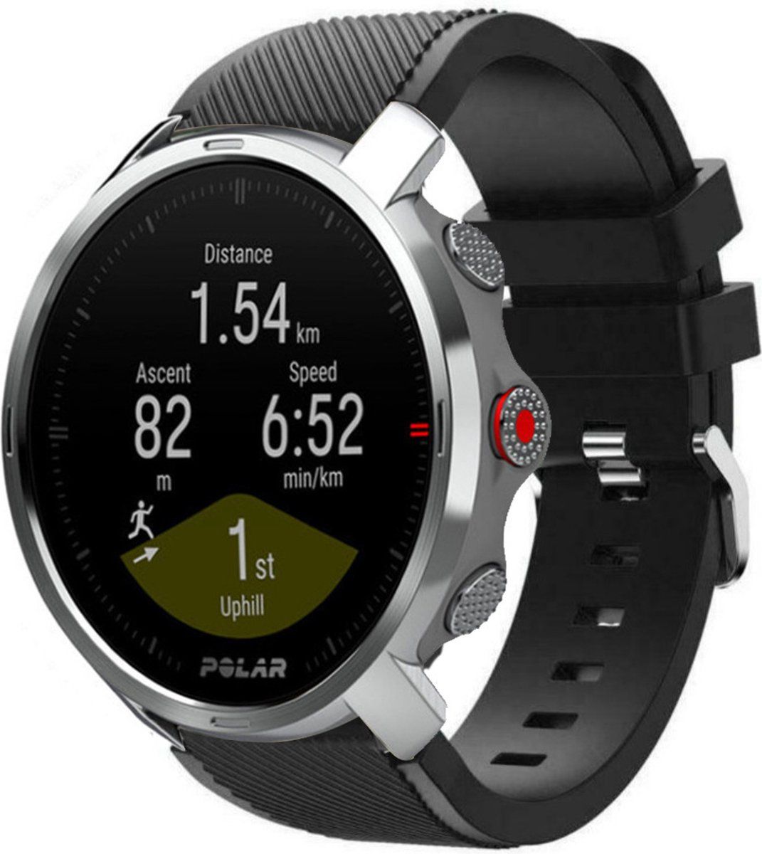 Strap-it Polar Grit X twill siliconen band - zwart