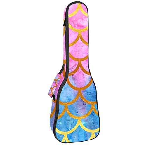 Mersov Tenor Ukulele Gigbag Waterdichte Ukelele Case Gewatteerde Rugzak, Geweldig voor Sopraan Concert (21/23/24") Zeemeermin Visschubben Patroon