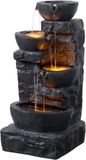 Teamson Home Tuin Waterornament - Waterfontein - 4-Laags Cascadeontwerp - Donkergrijs