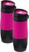 Merkloos / Sans marque Inspirion Gmbh Koffie Thermosbeker/warmhoudbeker - 2x - roze/zwart - 380 ml - isoleerbeker/reisbeker - dubbelwandig - met schroefdop