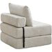 Canapé-lit pliable en chenille beige avec coussins, matelas rabattable et dossier, canapé au sol pratique pour salon et chambre