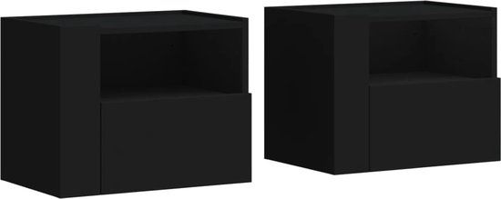vidaXL Nachtkastjes wandgemonteerd 2 st 45x30x35 cm zwart