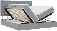 vidaXL LED opbergbed met matras Lichtgrijs 200 x 200 cm Stof
