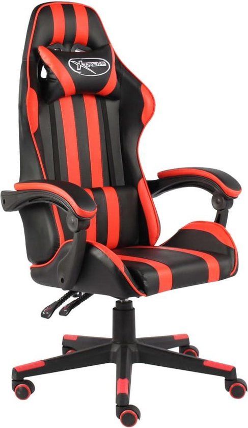 vidaXL Racestoel Kunstleer Zwart en Rood
