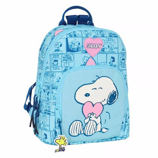 Snoopy Schooltas - Schoolrugzak - Snoopy 'Love' Casual Rugzak - Lichtblauw - 25x30x13 cm