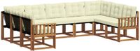 vidaXL - Hoek loungeset - 9 zitplekken - Natuurlijk en crème - Acacia hout