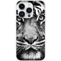 Apple iPhone 14 Pro Tigre blanc et noir bedrukt siliconen hoesje