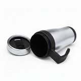 Benson Warmhoudbeker - thermos - isoleer koffiebeker - mok - RVS - zilver/zwart - 450 ml - Reisbeker