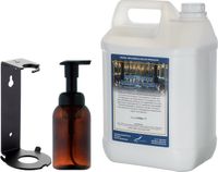 Claudius Cosmetics B.V. Claudius Zeepdispenser 300 ml amber bruin hervulbaar + 5 Liter Bodylotion Hammam Herbal navulling (inclusief beugel)