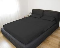 Beddengoedset GEMITEX Beddengoedset voor tweepersoonsbedden, kleur: zwart, met satijnen effect, 100% polyester microvezel, 2 lakens en 2 kussenslopen, gemaakt in Italië