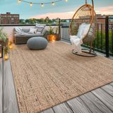 TT Home Vloerkleed voor tuin, buiten, terras, keuken, balkon, boho, abstract, effen, wasbaar, kleur: beige, afmetingen: 120 x 160 cm