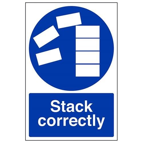 V Safety VSafety Stack Correctly Sign - 200mm x 300mm - 1mm Rigid Plastic