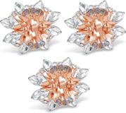 OEM Shenzhen Haorui Industrial Technology Co., Ltd. Set of 3 Crystal Rhinestone Rose Gold Small Metal Haarclips voor Vrouwen en Meisjes - Wit