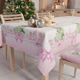 PETTI Artigiani Italiani Kerst Tafelkleed Vlekbestendig Rechthoekig Tafelkleed voor Keuken, Motief Roze Kabouter, 140x450 cm, 100% Made in Italy