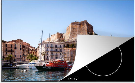 KitchenYeah® Inductie beschermer 77x51 cm - Haven in Corsica - Inductie kookplaat accessoire