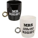 Mr. Right and Mrs. Always Right Mug ring zwart
