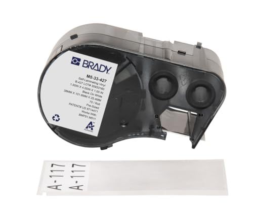 Brady Label Stickers - Zelflaminerend vinyl - Zwart op wit, transparant (38,10 mm x 101,60 mm) - M5-33-427