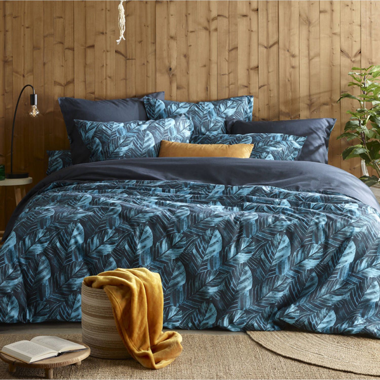 De Witte Lietaer Dekbedovertrek Musa Midnight Blue - Lits Jumeaux - 240x220 cm - Katoen Perkal