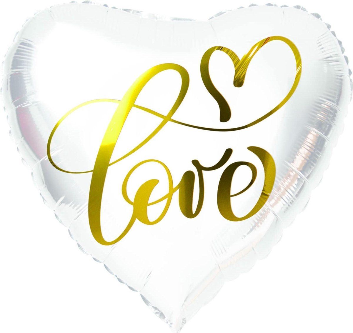 Folat Folieballon Hartvormig Wit 'Love' - 45 cm