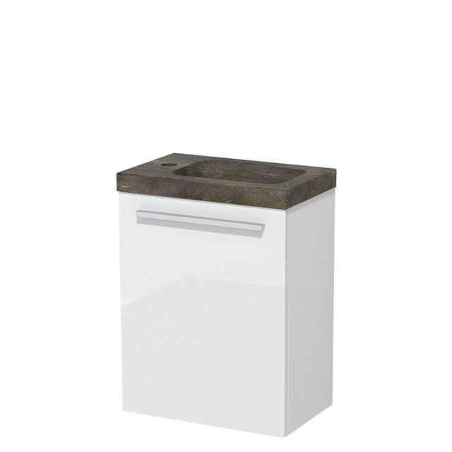 Maxaro Toiletmeubel met Wastafel Natuursteen Modulo Hoogglans Wit 40 cm