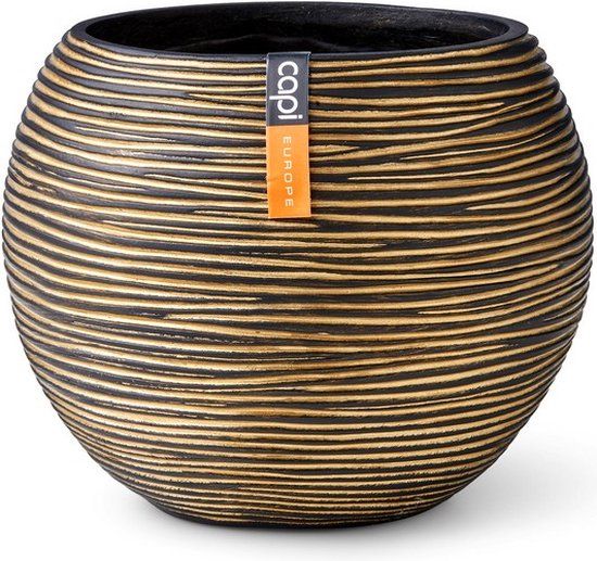 Capi Europe Vaas bol Rib Gold 22x18 cm Goud