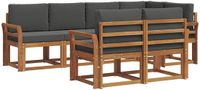 vidaXL - Hoek loungeset - 7 zitplaatsen - Natuurlijk en antraciet - Acacia hout