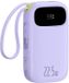 Baseus EnerFill FC21 Powerbank - 20000mAh - 4 Sorties - Câbles USB-C & Lightning intégrés - Violet